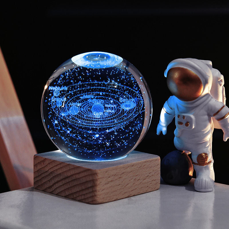 3D Galaxy Crystal Ball Night Light with LED Base