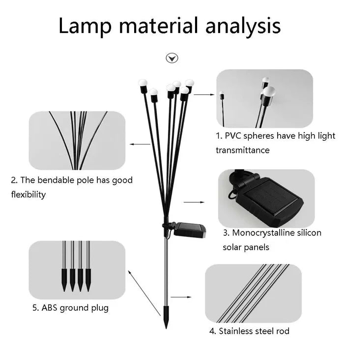 Solar-Powered Firefly Garden Light with Flexible Sway Design