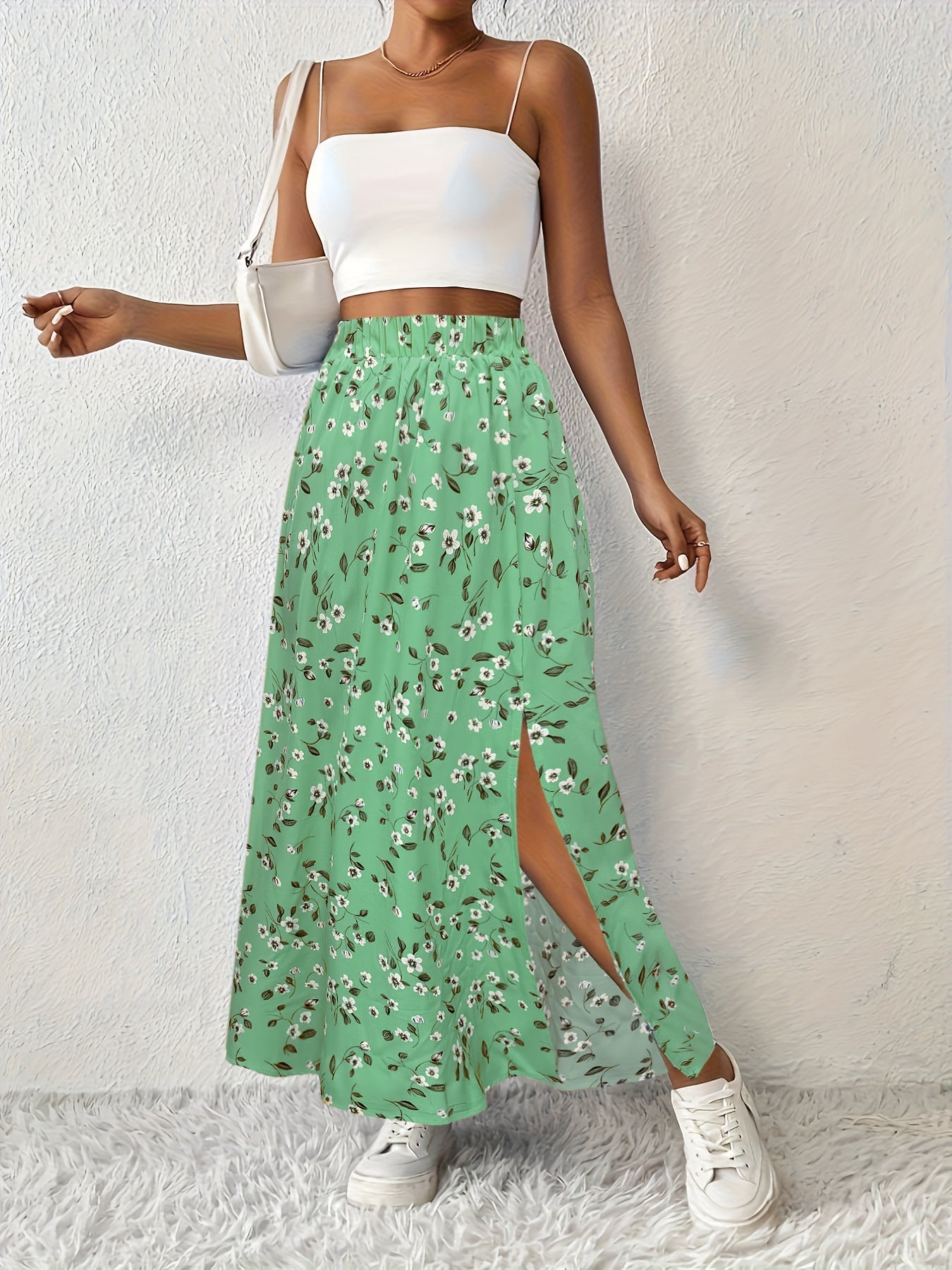 Floral Maxi Skirt with Breezy Slit for Women