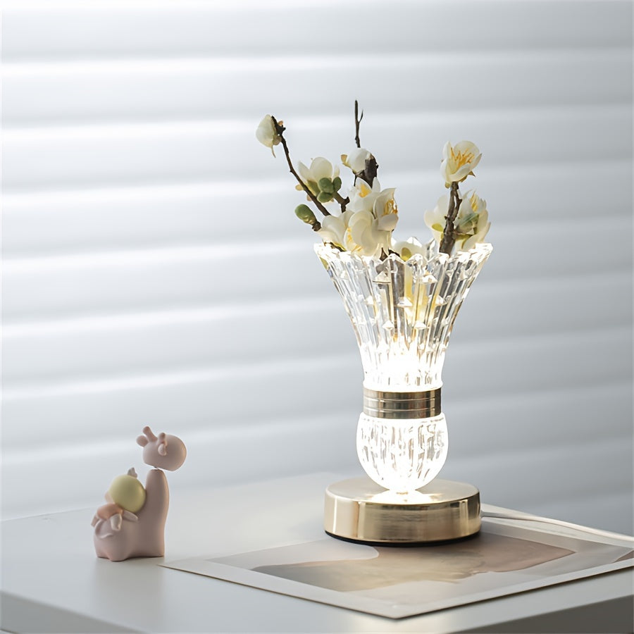 Dimmable LED Crystal Table Lamp with USB Connection