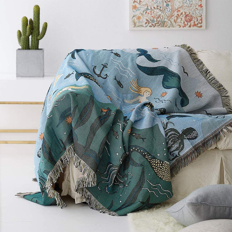 Mermaid Sofa Cover with Artistic Fringes