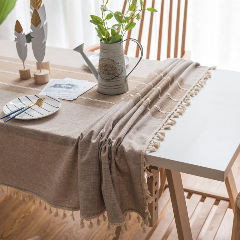 Waterproof Cotton Linen Rectangular Tablecloth - Stain Resistant, Wrinkle-Free for Dining and Events