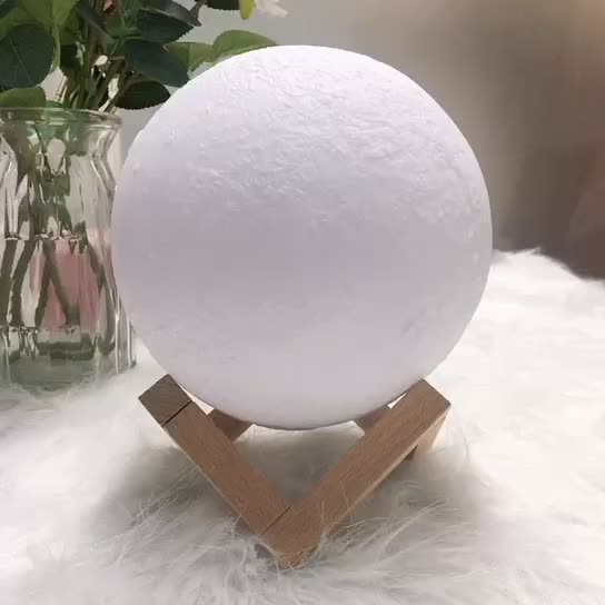 Rechargeable 3D Printed Moon LED Table Lamp