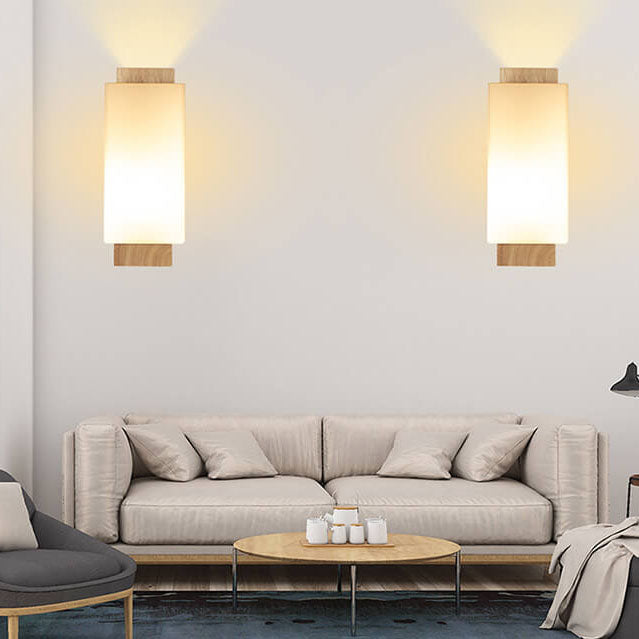 Modern Minimalist Solid Wood and Glass Wall Sconce Lamp