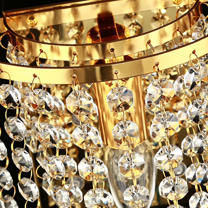 Modern Luxury Octagonal Crystal Wall Sconce Lamp in Gold or Silver