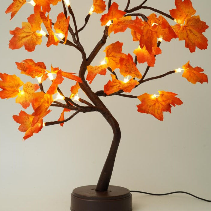 Contemporary Red LED Maple Leaf Table Lamp