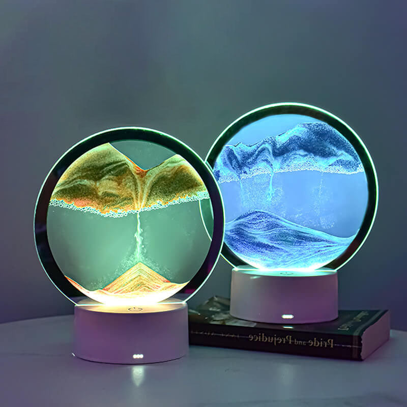 3D Quicksand LED Night Light Table Lamp - Modern Glass Design
