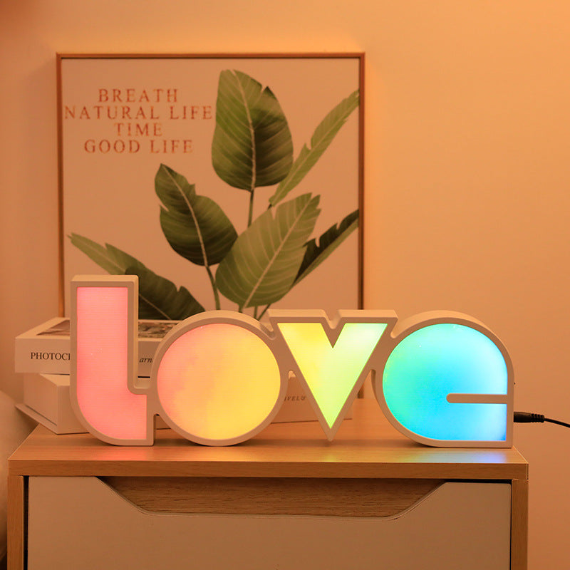 Art Deco Waterproof LED Table Lamp with LOVE Letters