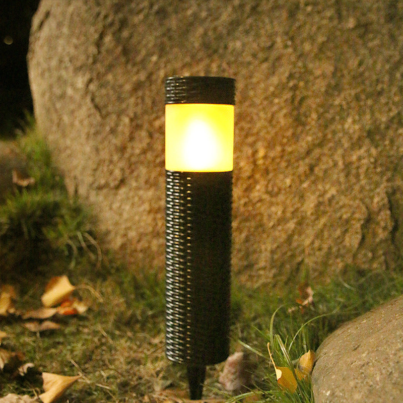 Solar Rattan Cylindrical LED Outdoor Landscape Light