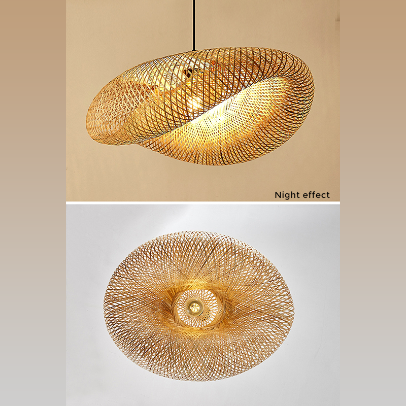 Rattan Woven Bamboo Pendant Light - LED Ceiling Fixture