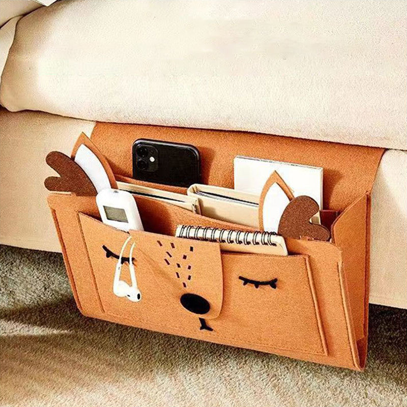 Hanging Felt Nightstand Storage Caddy with Large Pockets