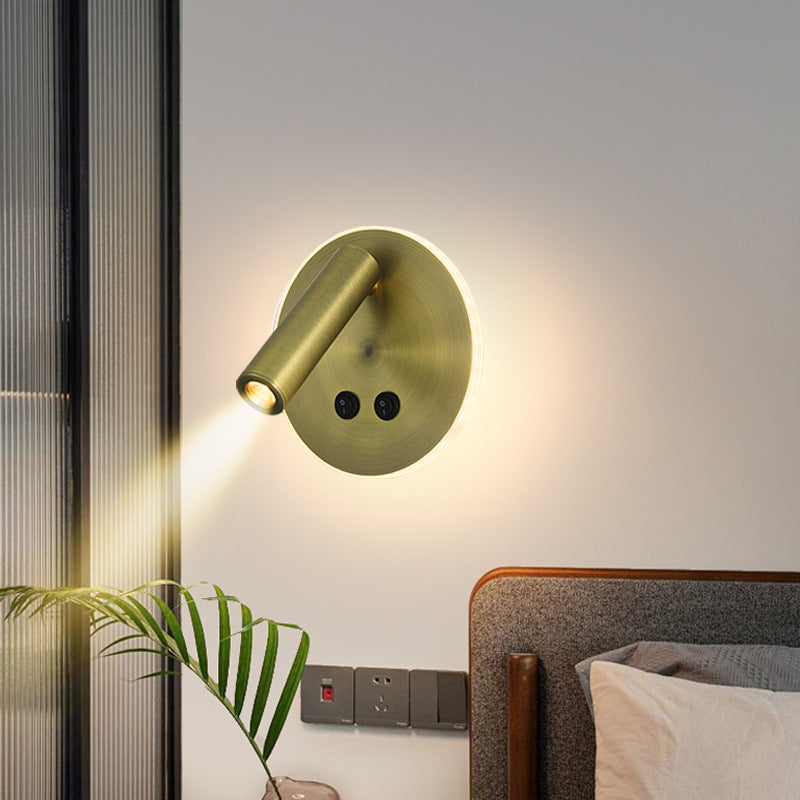 Modern Minimalist Rectangular Round Iron Aluminum LED Wall Lamp
