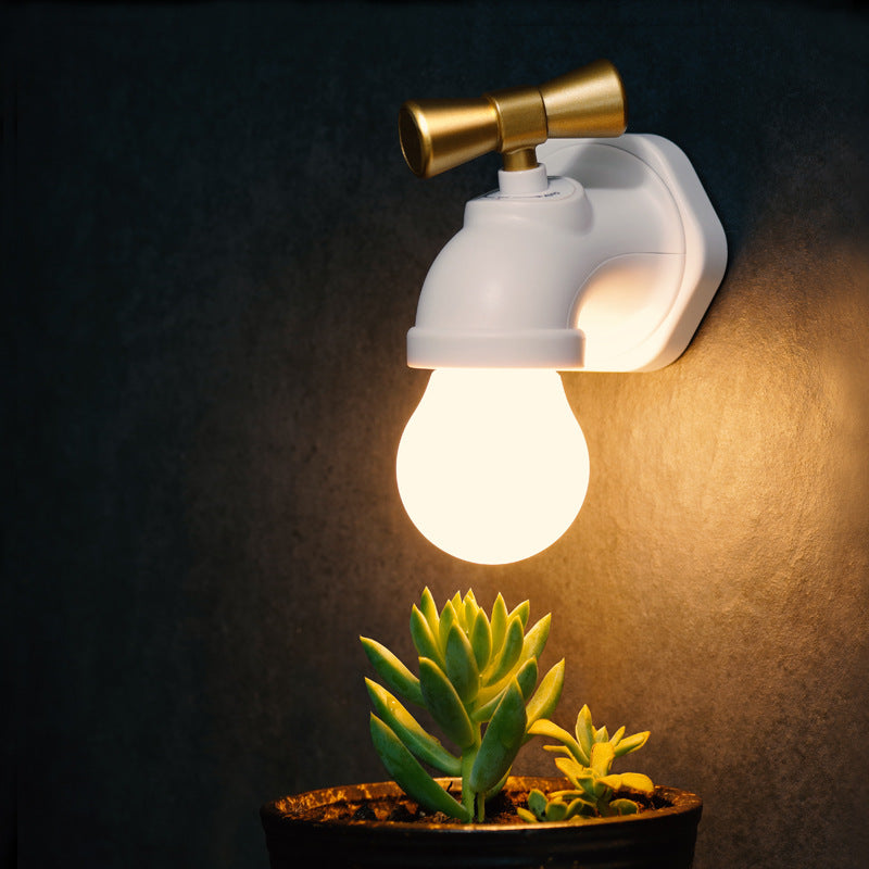 Modern USB LED Wall Lamp with Night Light, ABS Plastic, Black or White
