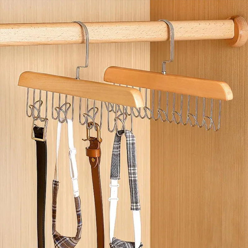 360-Degree Rotating Wooden Multi Dress Hanger with 8 Hooks