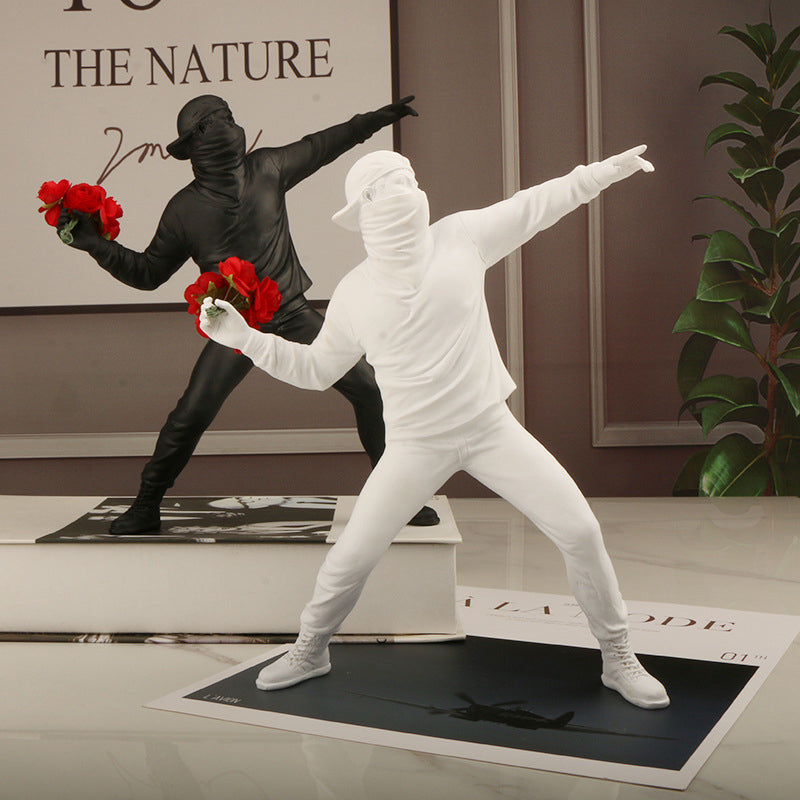 Banksy-Inspired Flower Rioter Resin Ornament
