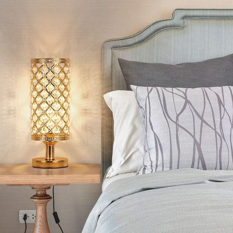 Modern Crystal USB Table Lamp in Gold or Silver Finish