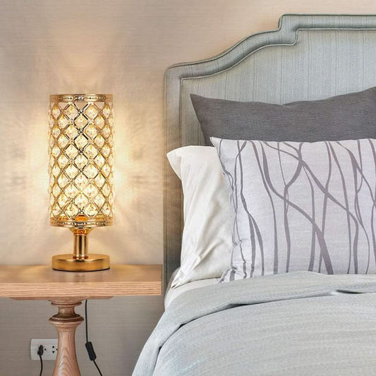 Modern Crystal USB Table Lamp in Gold or Silver Finish