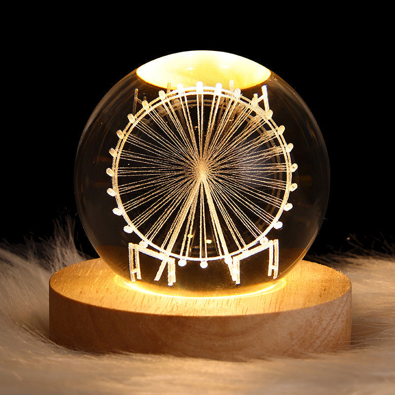 LED Galaxy Crystal Ball Table Lamp 3D Night Light for Kids