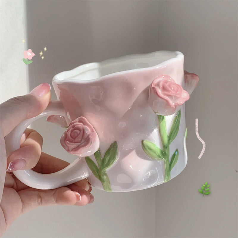 Hand-Painted Floral Ceramic Coffee Mug