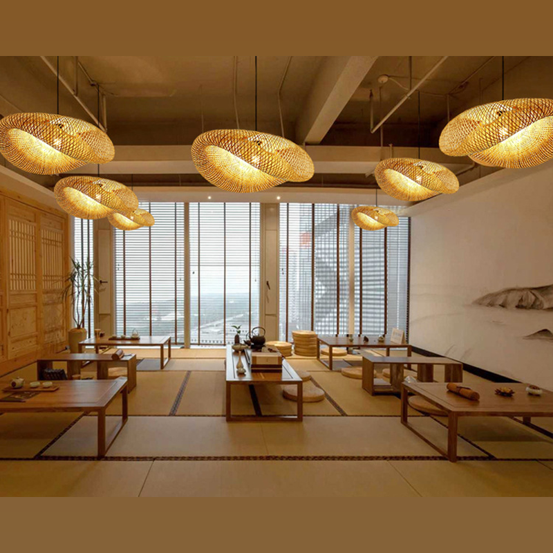 Rattan Woven Bamboo Pendant Light - LED Ceiling Fixture
