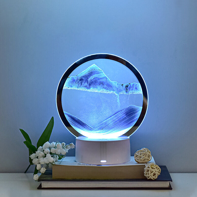 3D LED Quicksand Hourglass Table Lamp - Modern Glass Design