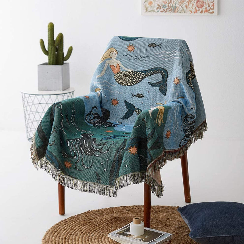 Mermaid Sofa Cover with Artistic Fringes