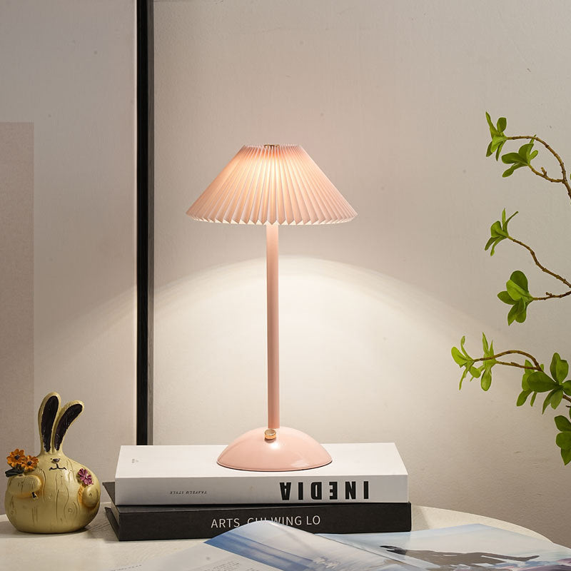 Contemporary Scandinavian Rechargeable LED Table Lamp with Fabric Shade
