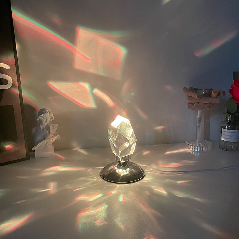 Diamond Crystal LED Table Lamp with Remote - 3 or 16 Color Options, Wireless Rechargeable Night Light