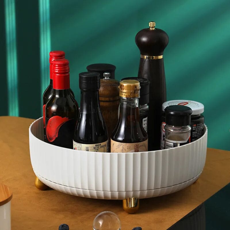 360° Rotating Spice Rack Organizer with Removable Tray