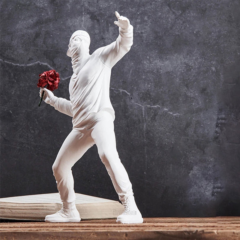 Banksy-Inspired Flower Rioter Resin Ornament