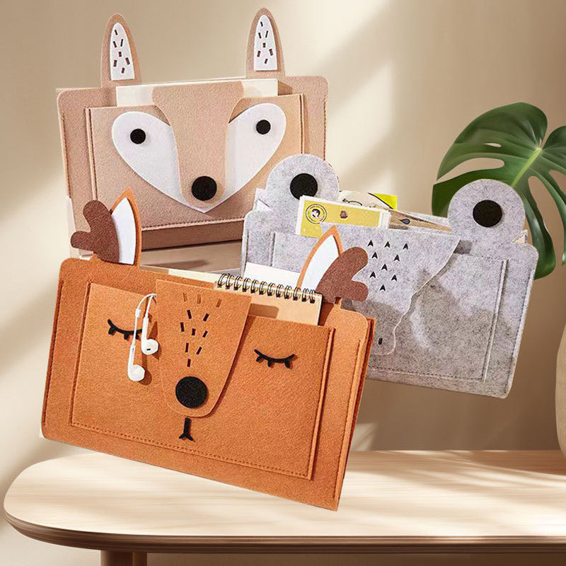 Hanging Felt Nightstand Storage Caddy with Large Pockets