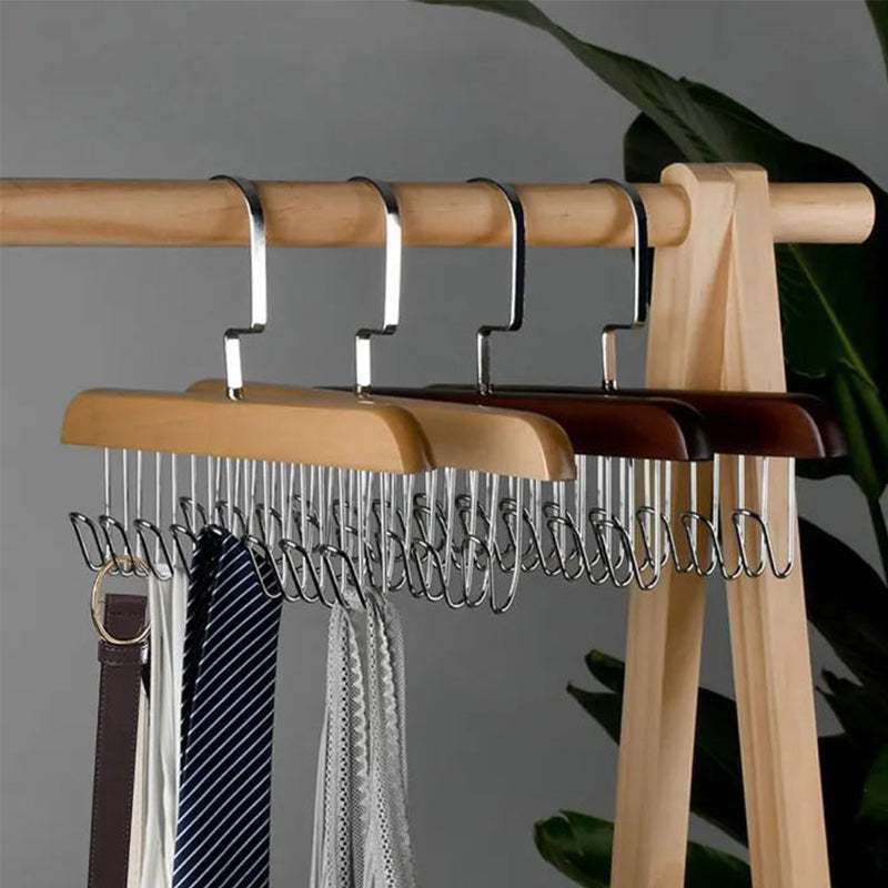 360-Degree Rotating Wooden Multi Dress Hanger with 8 Hooks