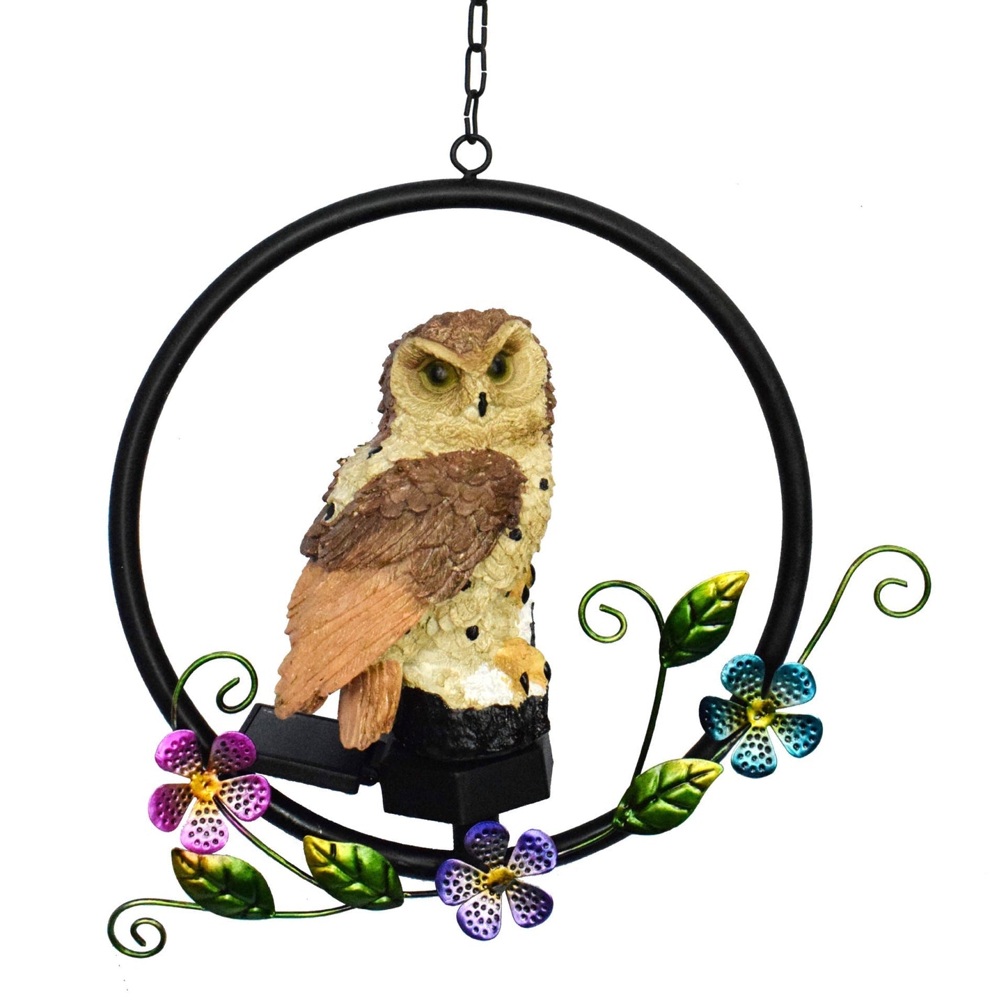 Rustic Owl Solar Pendant Light for Outdoor Garden