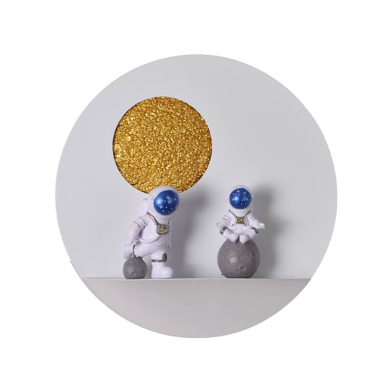 Contemporary Round Astronaut LED Wall Light in Iron and Resin