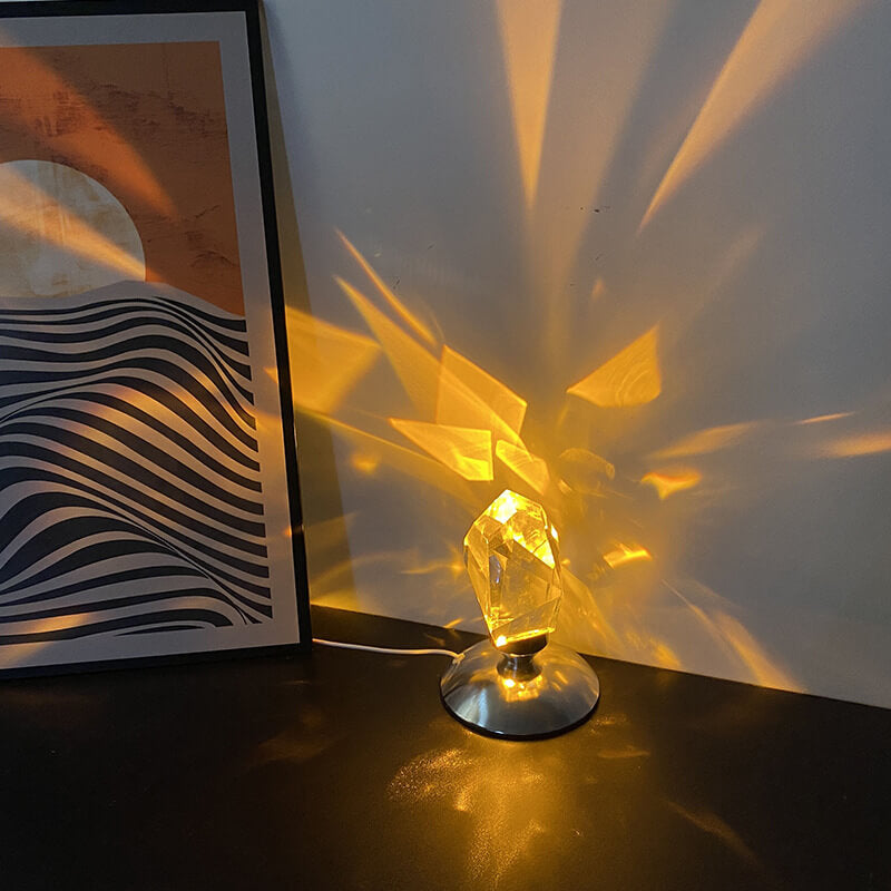 Diamond Crystal LED Table Lamp with Remote - 3 or 16 Color Options, Wireless Rechargeable Night Light