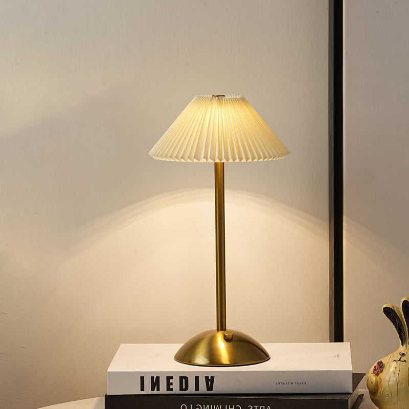 Contemporary Scandinavian Rechargeable LED Table Lamp with Fabric Shade