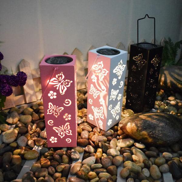 Solar LED Butterfly Rose Pattern Outdoor Decorative Lamp