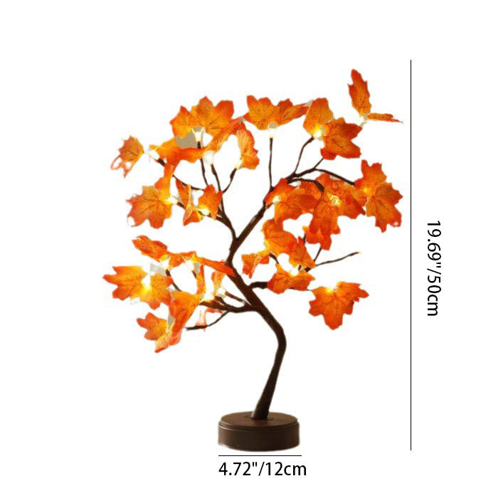 Contemporary Red LED Maple Leaf Table Lamp