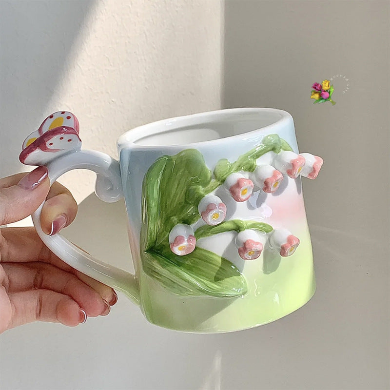 Hand-Painted Floral Ceramic Coffee Mug
