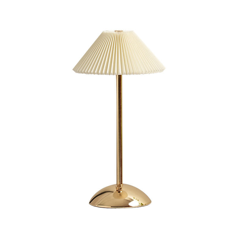 Contemporary Scandinavian Rechargeable LED Table Lamp with Fabric Shade