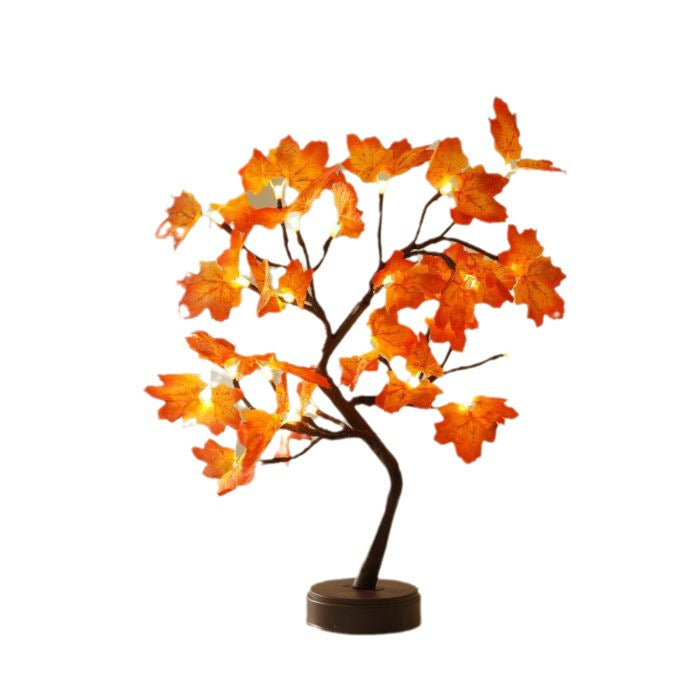 Contemporary Red LED Maple Leaf Table Lamp