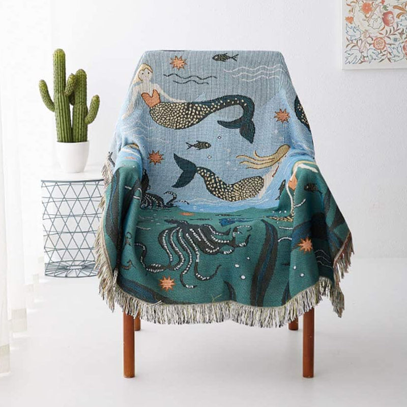 Mermaid Sofa Cover with Artistic Fringes