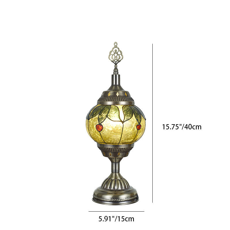 Tiffany Inspired Multicolored Oval Table Lamp