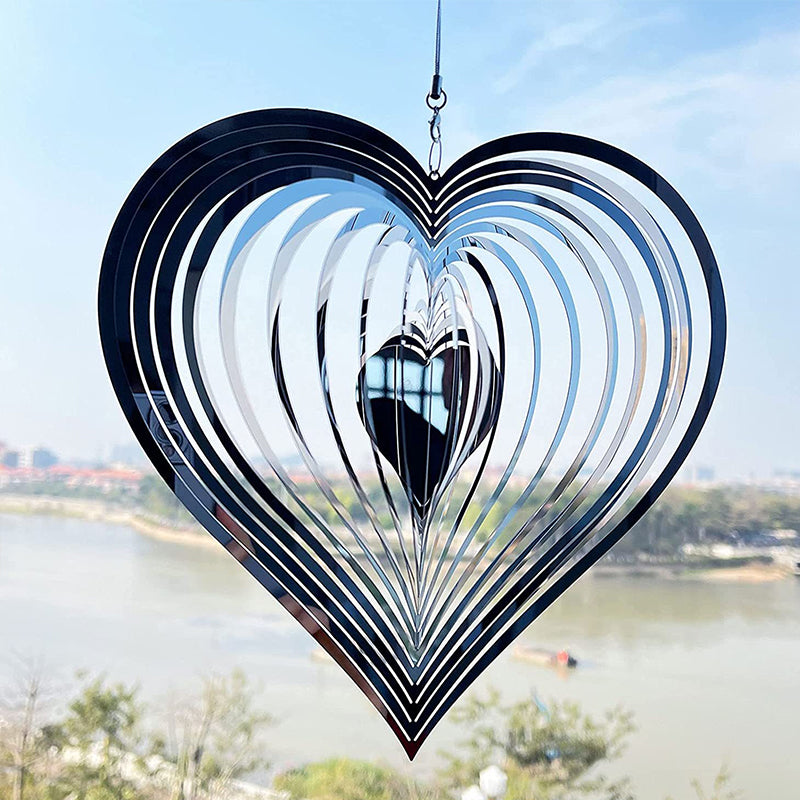 Stainless Steel Heart-Shaped Rotating Wind Spinner