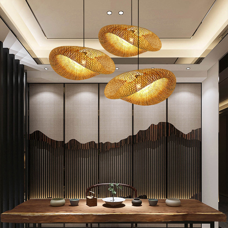 Rattan Woven Bamboo Pendant Light - LED Ceiling Fixture