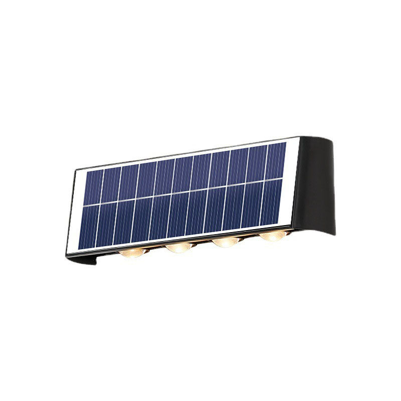 Solar Waterproof LED Wall Light for Outdoor Patio - Modern Rectangular Design