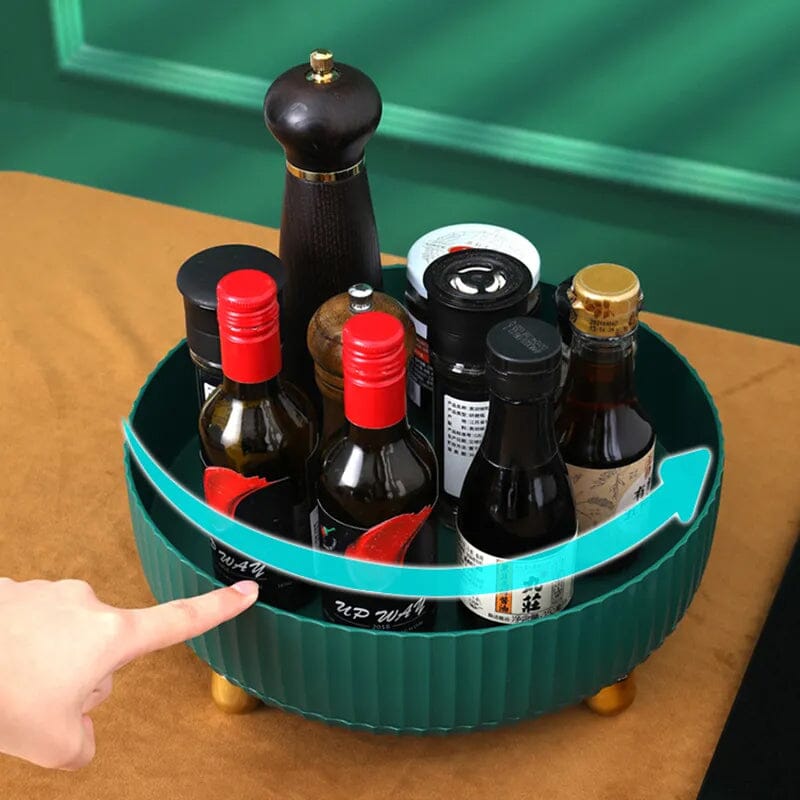 360° Rotating Spice Rack Organizer with Removable Tray