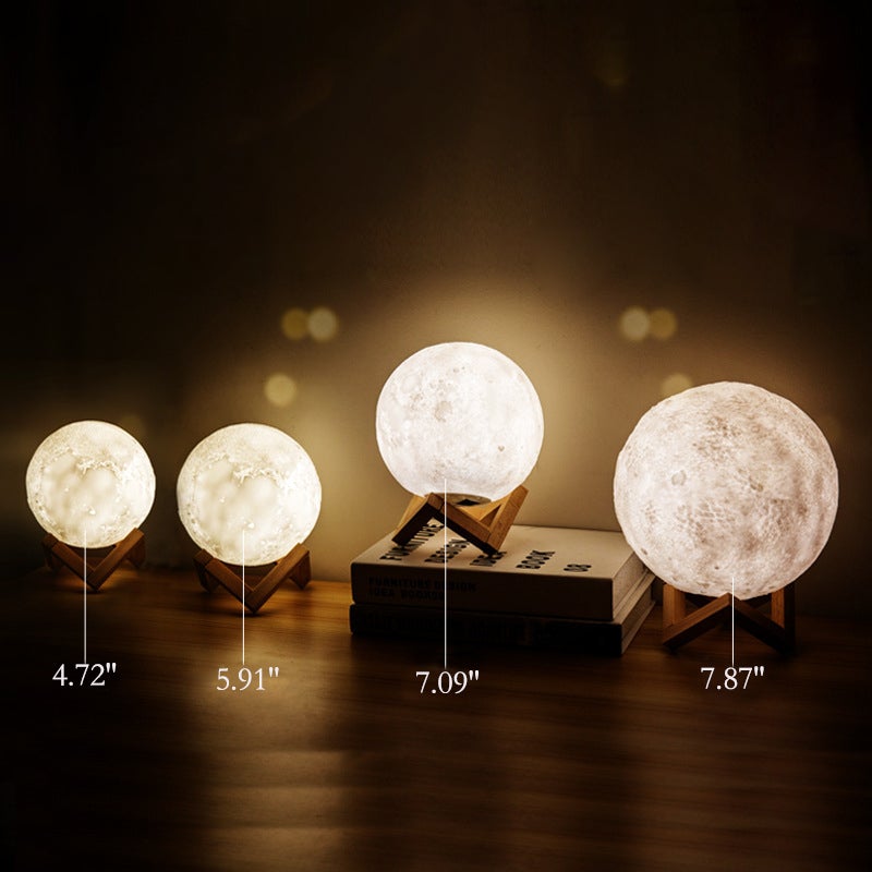 Rechargeable 3D Printed Moon LED Table Lamp