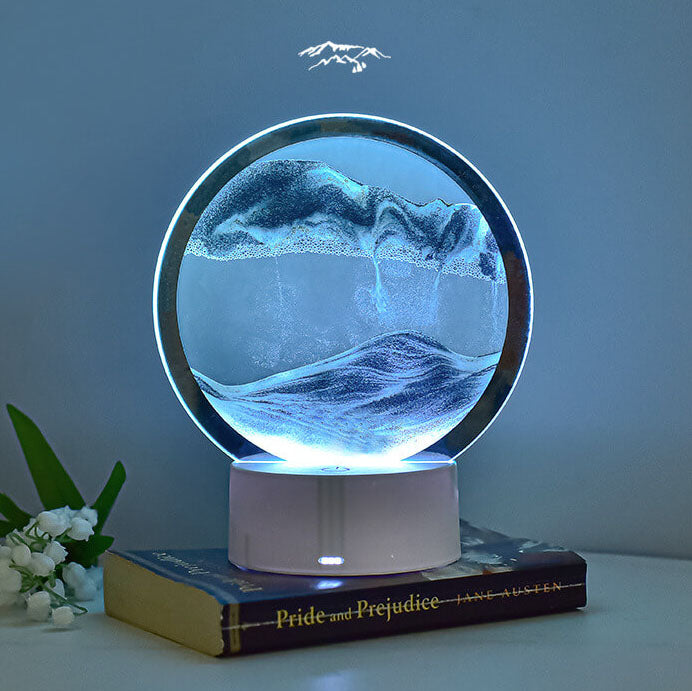 3D LED Quicksand Hourglass Table Lamp - Modern Glass Design
