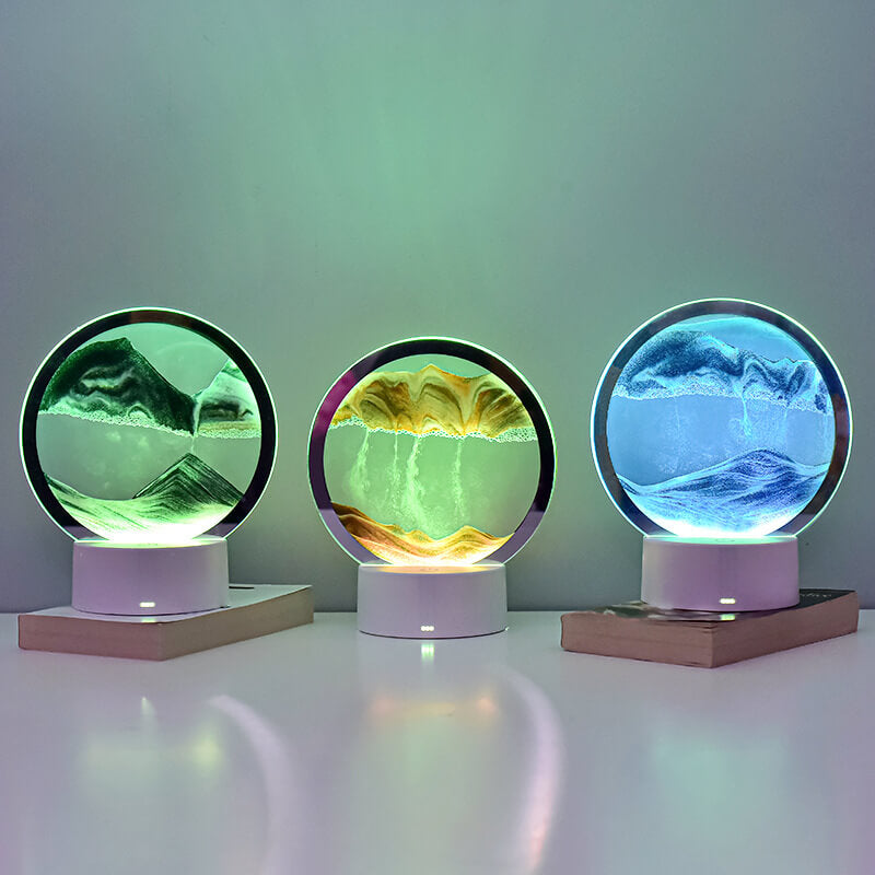 3D LED Quicksand Hourglass Table Lamp - Modern Glass Design